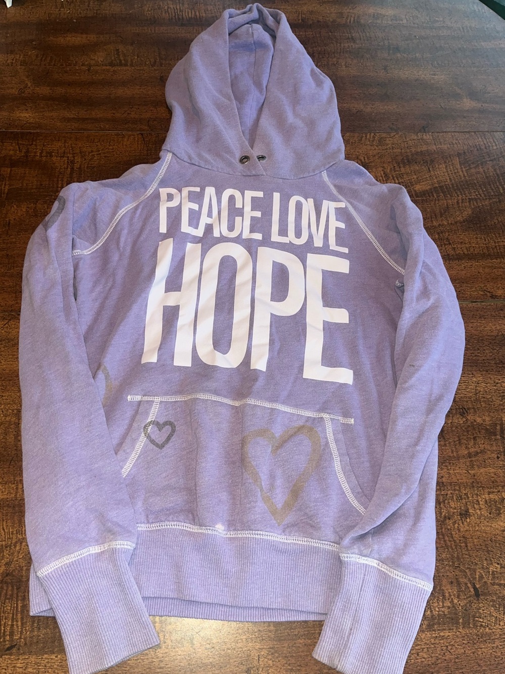 Y2K Victoria’s Secret PINK Purple Hoodie Peace Love Hope Small Grunge 00s Flaw